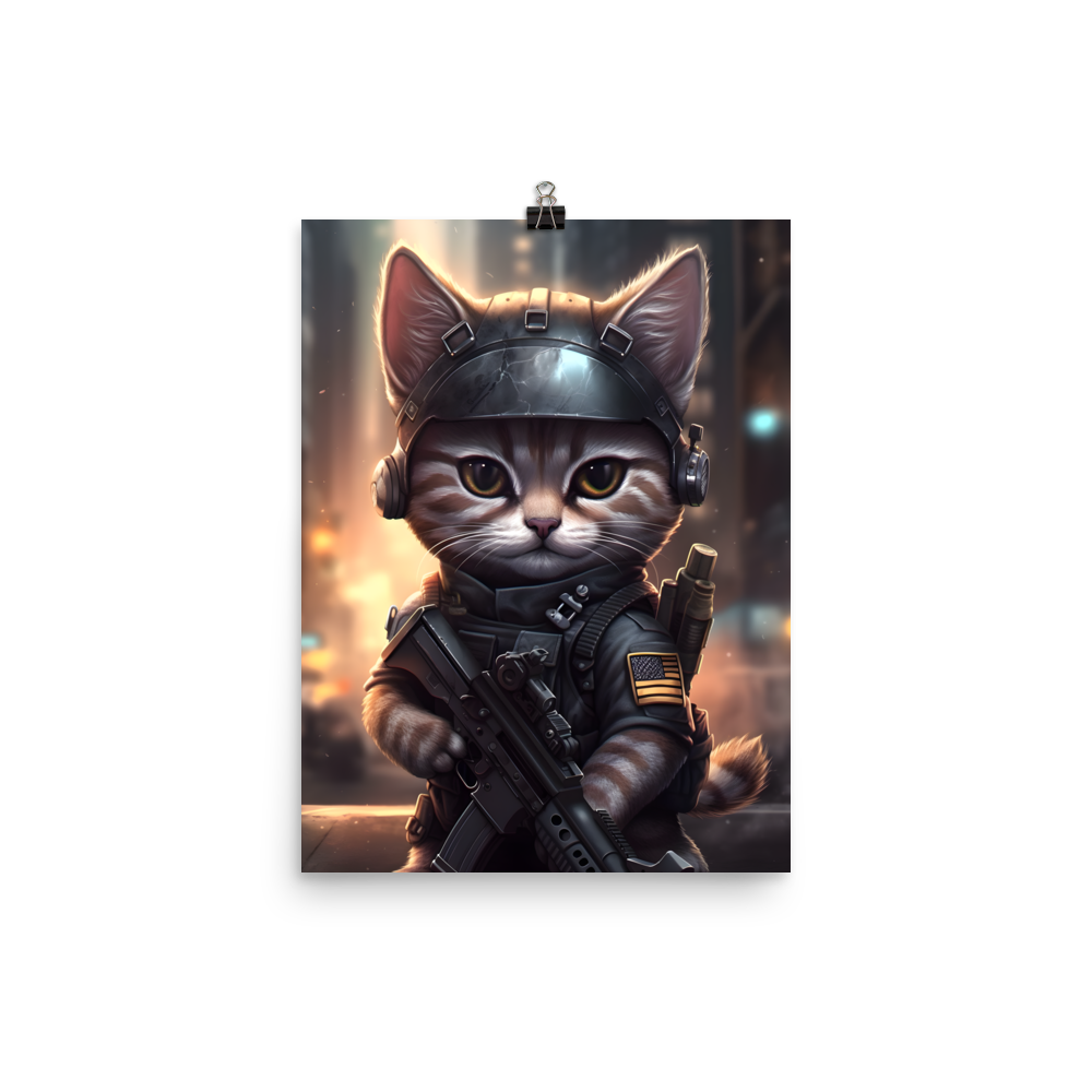 Soldier Kitten Poster