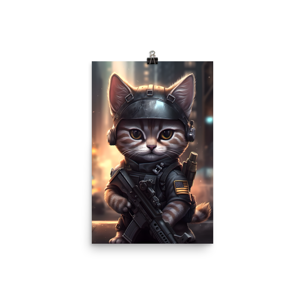 Soldier Kitten Poster