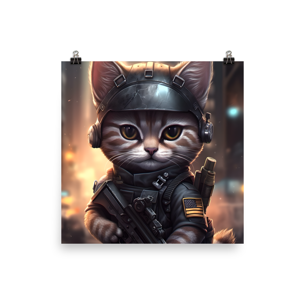 Soldier Kitten Poster