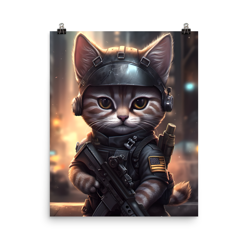 Soldier Kitten Poster