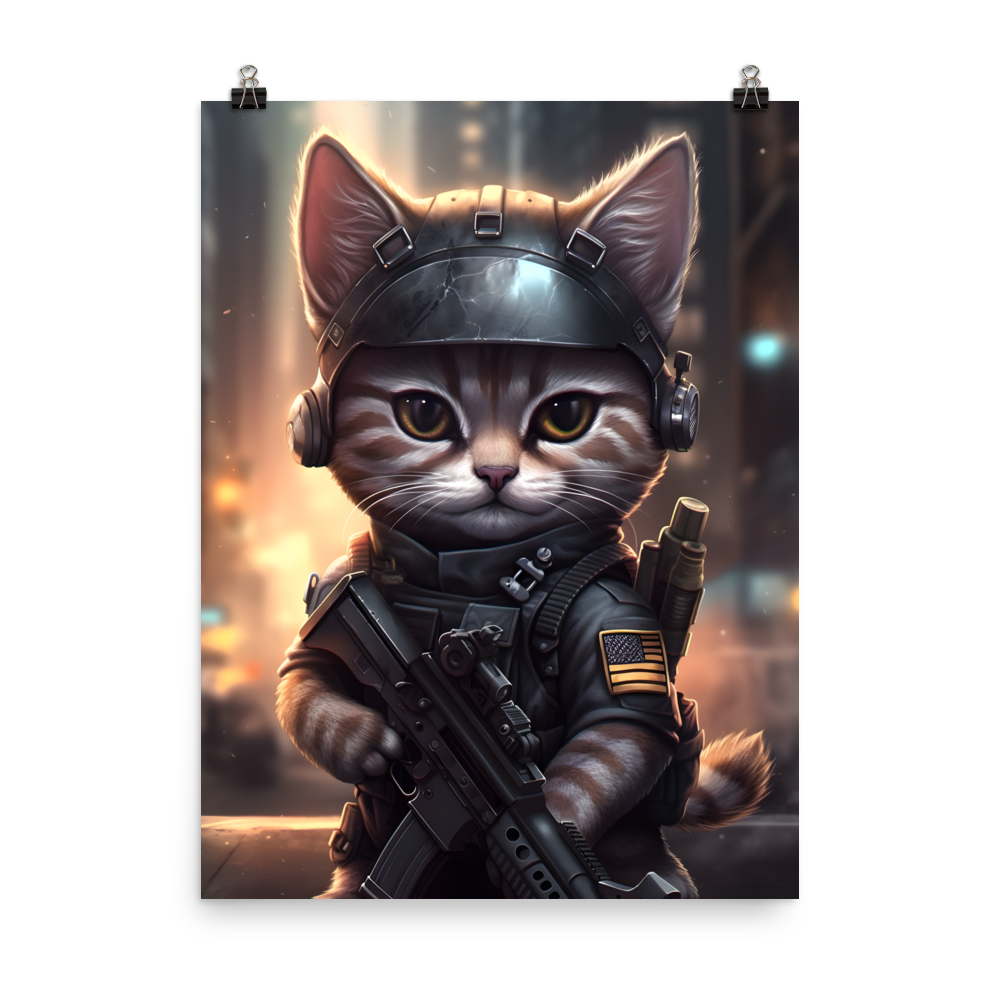 Soldier Kitten Poster