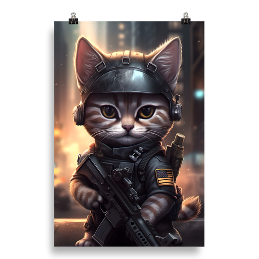 Soldier Kitten Poster