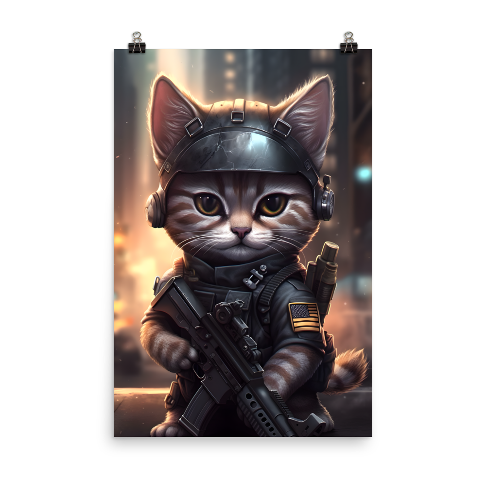 Soldier Kitten Poster