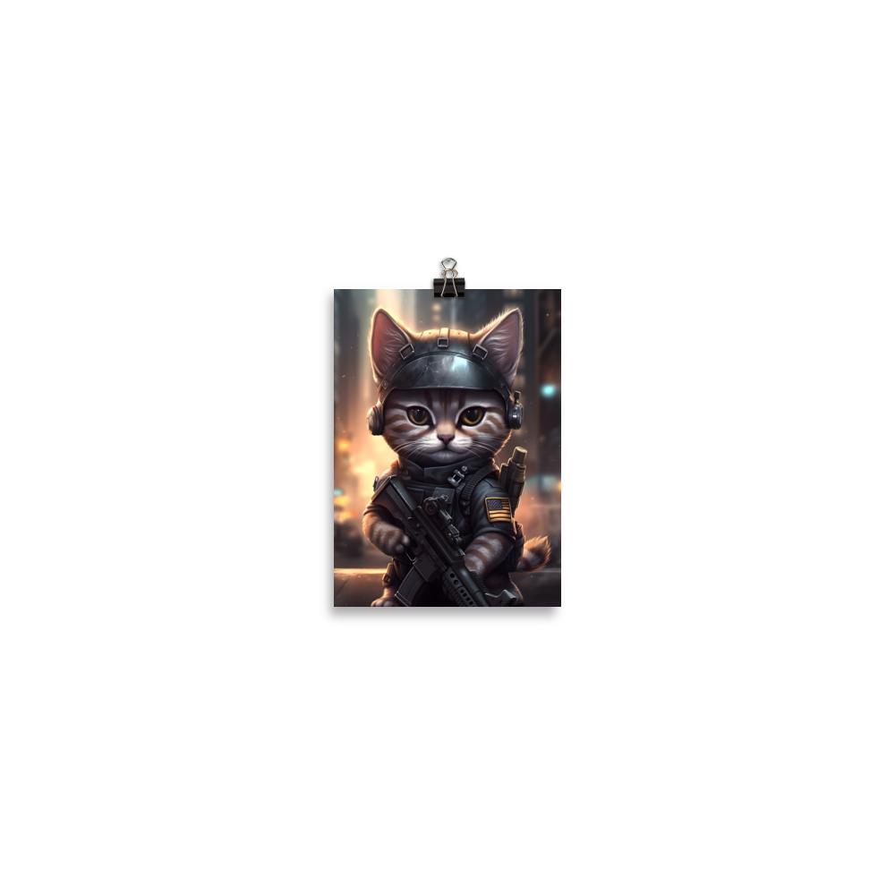 Soldier Kitten Poster