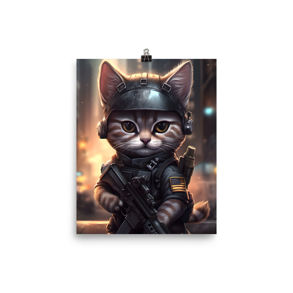 Soldier Kitten Poster