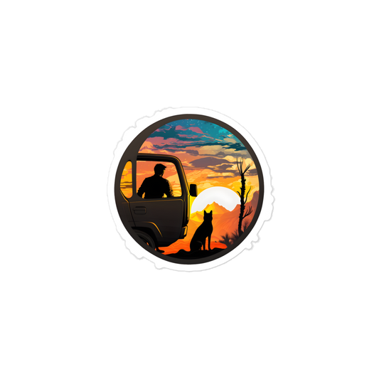 A man and a cat sunset sticker