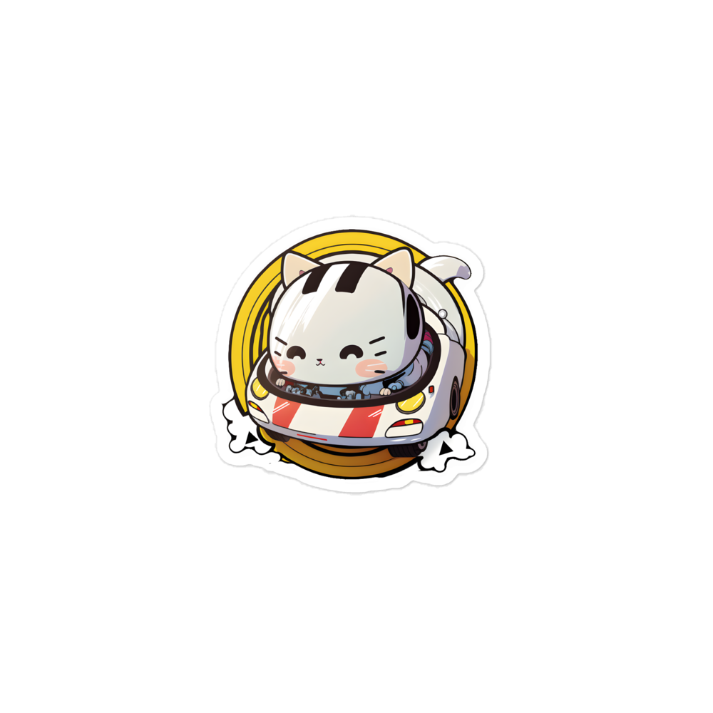 Cute Kitty on Drive Mode stickers