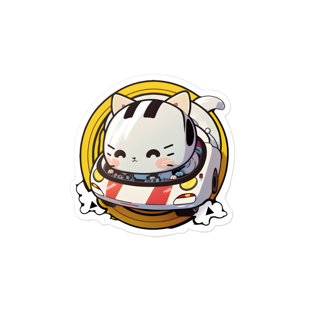 Cute Kitty on Drive Mode stickers