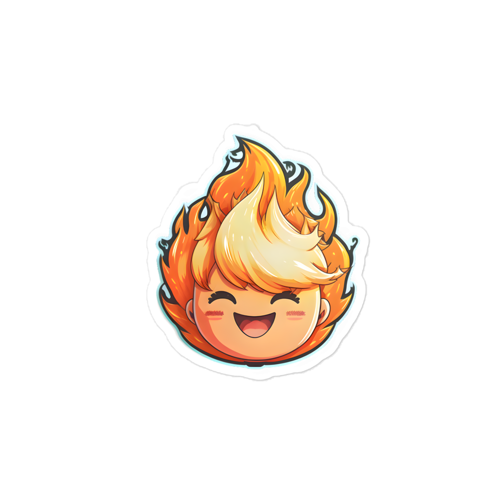 Kawaii smile flame emoji sticker