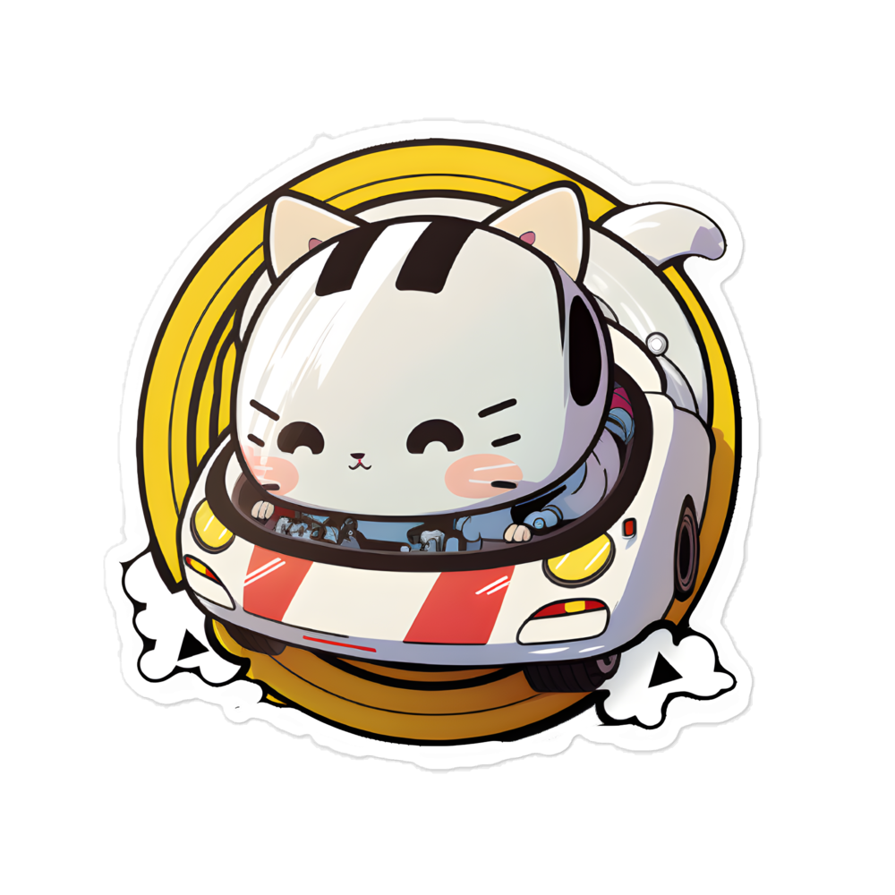 Cute Kitty on Drive Mode stickers