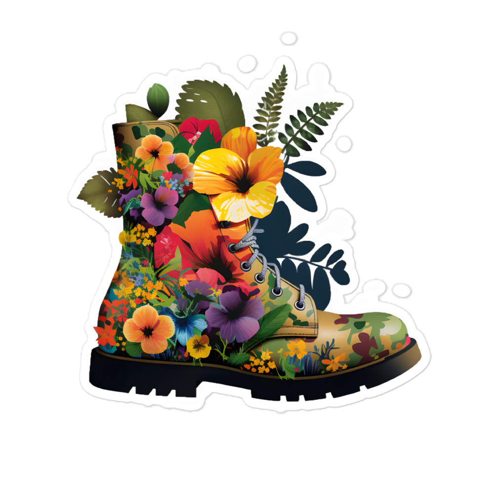 Flower hiking boots sticker