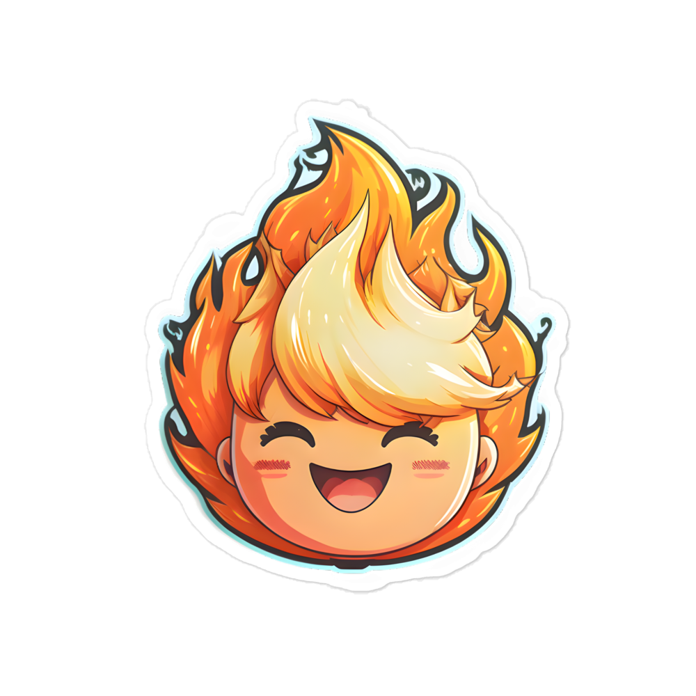 Kawaii smile flame emoji sticker