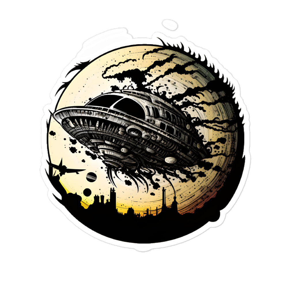 Awesome Alien Spaceship Sticker