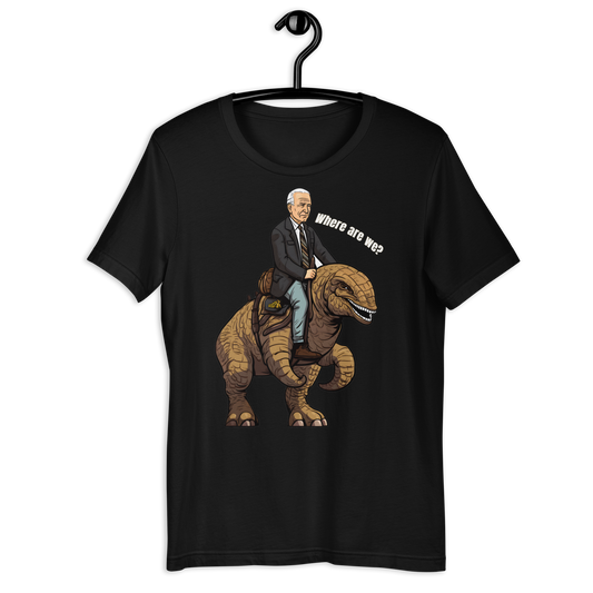 Joe Biden Confused Riding A Dinosaur Unisex t-shirt