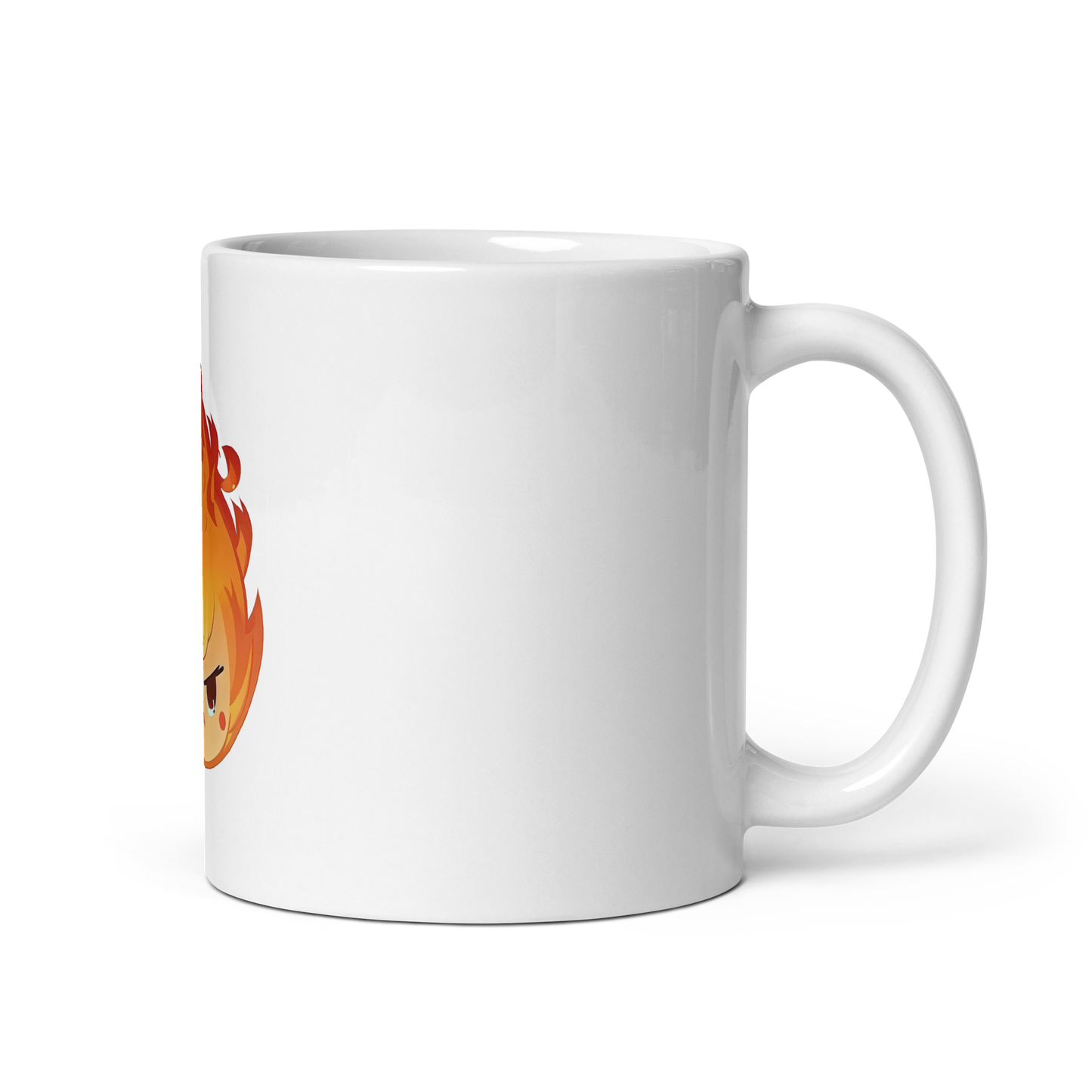 Angry cute flame emoji glossy mug