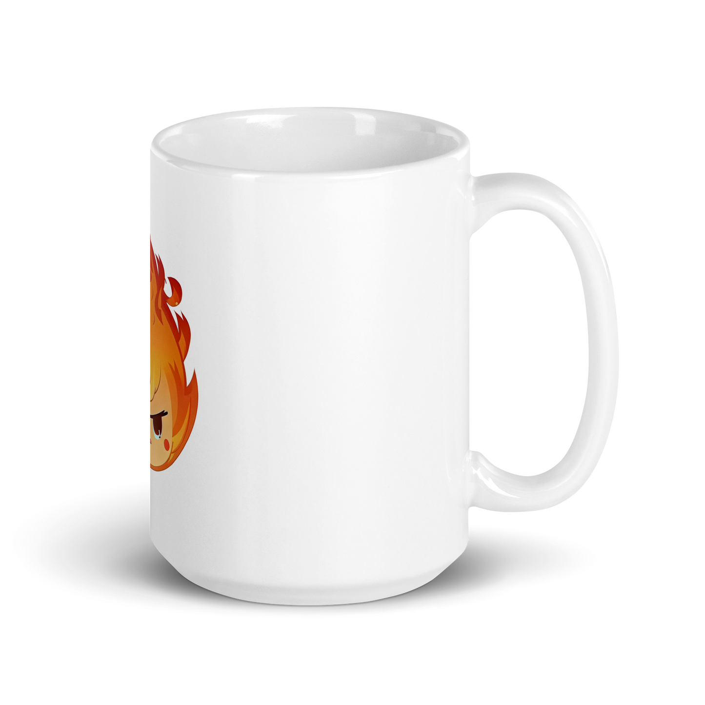 Angry cute flame emoji glossy mug